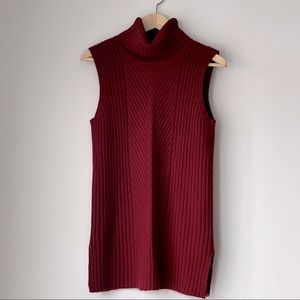 Burgundy Turtle Neck Sweater Vest